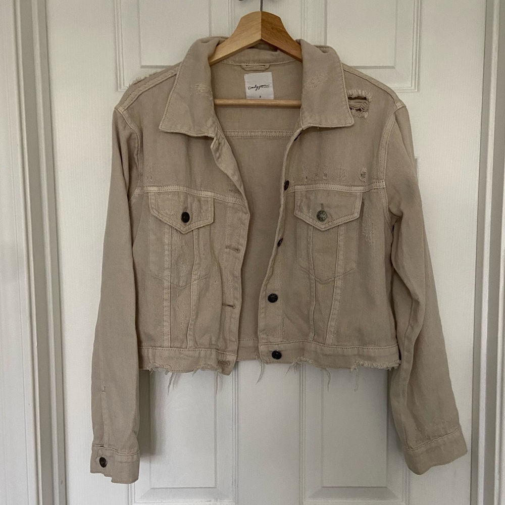 Carly Jean Los Angeles Tan Jean Jacket